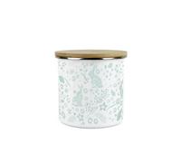 Purely Home Wild Rabbits Storage Canister - Green Metal Enamel Medium Sized Kitchen Food Storage Container