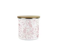 Purely Home Wild Rabbits Storage Canister - Pink Metal Enamel Medium Sized Kitchen Food Storage Container