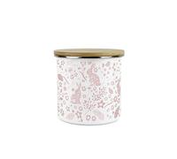 Purely Home Wild Rabbits Storage Canister - Pink Metal Enamel Medium Sized Kitchen Food Storage Container