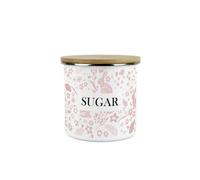 Purely Home Wild Rabbits Sugar Canister - Pink Metal Enamel Medium Sized Kitchen Food Storage Container
