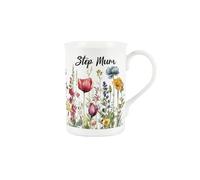 Purely Home Wildflower Step Mum Mug - Floral Meadow Poppies - Bone China Mug Coffee/Tea Present Gift