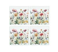 Purely Home Wildflowers Coasters - Floral Meadow Set Of 4 Square Coasters