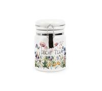 Purely Home Wildflowers Decaf Tea Ceramic Storage Canister - Floral Meadow Ceramic Kitchen Food Storage Container with Clip Lid 400ml (13.5cm x 8.5cm)