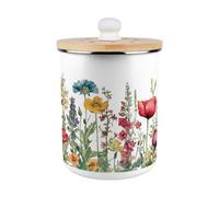 Purely Home Wildflowers Food Waste Caddy - Enamel 2L Kitchen Compost Bin