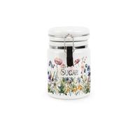Purely Home Wildflowers Sugar Ceramic Canister - Floral Meadow Ceramic Kitchen Storage Container With Clip Lid 400Ml