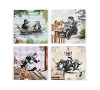 Purely Home Wind In The Willows Ceramic Coaster Set - Storybook Inspired Gifts - Square Drinks Coasters 4 Pack