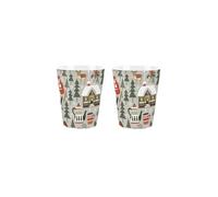 Purely Home Winter Forest Egg Cups Set - Christmas Trees & Cottages Lapland Themed Presents - Pack of 2 Ceramic Egg Cups/Holders Kitchenware/Shot Glasses Drinkware Boxed Gift