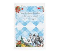 Purely Home Wizard of Oz Tea Towel - Poppy Field Scene - Blue Storybook Inspired Large Cotton Kitchen Dish Towel/Drying Cloth 67cm x 45cm