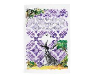 Purely Home Wizard of Oz Tea Towel - Wicked Witch - Purple Storybook Inspired Large Cotton Kitchen Dish Towel/Drying Cloth 67cm x 45cm