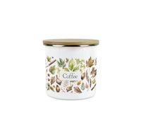 Purely Home Woodland Coffee Storage Canister - Nature Outdoor Leaves Enamel Medium Sized Kitchen Food Storage Container
