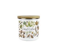 Purely Home Woodland Decaf Coffee Storage Canister - Nature Outdoor Leaves Enamel Medium Sized Kitchen Food Storage Container