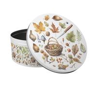 Purely Home Woodland Foraging Large Cake Tin - Forest & Nature Themed Kitchen Gifts - Round Metal Storage Container for Baking 23 x 10cm