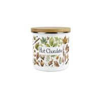 Purely Home Woodland Hot Chocolate Storage Canister - Nature Outdoor Leaves Enamel Medium Sized Kitchen Food Storage Container