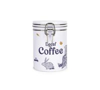 Purely Home Woodland Rabbits Decaf Coffee Canister - White Metal Clip Lid Kitchen Food Storage Jar/container 700Ml (13Cm X 9.5Cm)