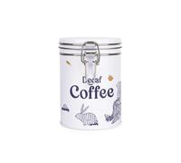 Purely Home Woodland Rabbits Decaf Coffee Canister - White Metal Clip Lid Kitchen Food Storage Jar/Container 700ml (13cm x 9.5cm)
