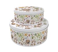 Purely Home Woodland Set of 2 Cake Tins Gift - Nesting Round Large & Medium Metal Storage Containers for Cakes and Baking