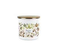 Purely Home Woodland Sugar Storage Canister - Nature Outdoor Leaves Enamel Medium Sized Kitchen Food Storage Container