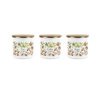 Purely Home Woodland Tea, Coffee & Sugar Canister Set- Nature Gift - Enamel Medium Sized Kitchen Storage Container Set Of 3