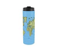 Purely Home World Map Travel Mug - Geography Continents Countries Reusable Stainless Steel Vacuum-Sealed Double-Walled Hot/cold Drinks Flask