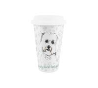 Purely Home World's Best Bichon Frise Dog Ceramic Travel Mug - Novelty Gifts for Dog Mums - Reusable Silicone Lid Double-Walled Insulated Hot/Cold Drinks Tea Coffee Cup