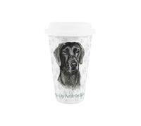 Purely Home World's Best Black Labrador Dog Ceramic Travel Mug - Novelty Gifts for Dog Mums - Reusable Silicone Lid Double-Walled Insulated Hot/Cold Drinks Tea Coffee Cup