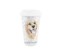 Purely Home World's Best Golden Retriever Dog Ceramic Travel Mug - Novelty Gifts for Dog Mums - Reusable Silicone Lid Double-Walled Insulated Hot/Cold Drinks Tea Coffee Cup