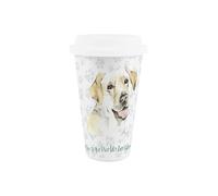 Purely Home World's Best Labrador Dog Ceramic Travel Mug - Novelty Gifts for Dog Mums - Reusable Silicone Lid Double-Walled Insulated Hot/Cold Drinks Tea Coffee Cup
