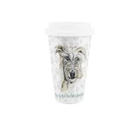 Purely Home World's Best Lurcher Dog Ceramic Travel Mug - Novelty Gifts for Dog Mums - Reusable Silicone Lid Double-Walled Insulated Hot/Cold Drinks Tea Coffee Cup
