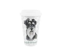 Purely Home World's Best Miniature Schnauzer Dog Ceramic Travel Mug - Novelty Gifts for Dog Mums - Reusable Silicone Lid Double-Walled Insulated Hot/Cold Drinks Tea Coffee Cup