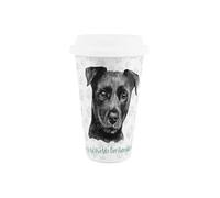 Purely Home World's Best Patterdale Terrier Dog Ceramic Travel Mug - Novelty Gifts for Dog Mums - Reusable Silicone Lid Double-Walled Insulated Hot/Cold Drinks Cup