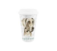 Purely Home World's Best Weimaraner Dog Ceramic Travel Mug - Novelty Gifts for Dog Mums - Reusable Silicone Lid Double-Walled Insulated Hot/Cold Drinks Tea Coffee Cup
