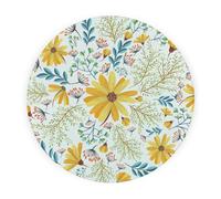 Purely Home Yellow Daisies Round Worktop Protector - Textured Glass Chopping Board