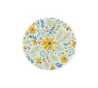 Purely Home Yellow Daisies Textured Glass Round Trivet - Small Kitchen Chopping Board