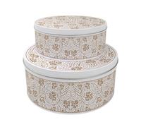 Purely Home Yellow Oak Leaves & Berries Round Nesting Cake Tin Set - Baking Storage Gift