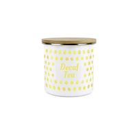 Purely Home Yellow Polka Dots Decaf Tea Storage Canister - Spotty Dotty Yellow And White Metal Enamel Medium Sized Food Storage Container