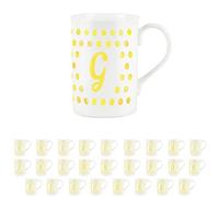 Purely Home Yellow Polka Dots Spots Letter G Mug - Fine Bone China Alphabet Initials Gift/Present Mug