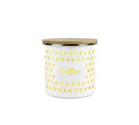 Purely Home Yellow Purple Polka Dots Coffee Storage Canister - Spotty Dotty Yellow And White Metal Enamel Medium Sized Food Storage Container