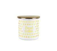 Purely Home Yellow Purple Polka Dots Decaf Coffee Storage Canister - Spotty Dotty Yellow And White Metal Medium Sized Food Storage Container