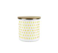 Purely Home Yellow Purple Polka Dots Storage Canister - Spotty Dotty Yellow And White Metal Enamel Medium Sized Food Storage Container