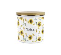 Purely Home Yellow Sunflowers Personalised Storage Canister - Summery Floral Kitchen Décor - 1.2L Large Enamel Food Storage Container