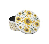 Purely Home Yellow Sunflowers Small Cake Tin - Summery Floral Kitchen Gifts For Her - Round Metal Storage Container For Baking 18 X 7Cm