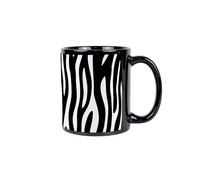Purely Home Zebra Print Black Mug - Safari Animal Print Ceramic Tea/Coffee Cup Gift