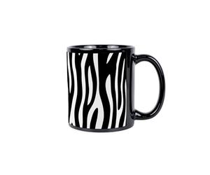 Purely Home Zebra Print Black Mug - Safari Animal Print Ceramic Tea/Coffee Cup Gift
