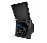 Purely Outdoors 240V Mains Flush Fit Caravan Socket - 16 Amp External Hook Up Inlet for Campervan & Motorhome Socket Plug, IP44 Splashproof Mains Power Socket Box with Hinged Cover (Black)