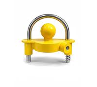 Purely Outdoors HitchPRO Universal Trailer Hitch Lock - Heavy Duty Caravan Hitchlock Anti-Theft Tow Ball Coupling Lock for 50mm Couplings, High Security Steel Lock with 2 Keys, Hazard Yellow