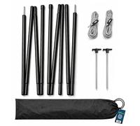 Purely Outdoors Tent Tarp Canopy Poles | Adjustable King Poles Set of 2-180cm, Heavy Duty 18mm Steel Camping Canopy Poles with Hard Ground Rock Tent Pegs, Illuminous Grey Guy Ropes & Carry Bag