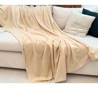 Purely Panache Fleece Blanket Sofa Throw Grey 150x210 cm - Fluffy Soft Warm Microfiber Blanket for Sofa, Couch & Bed - Lightweight All-Season Decorative Throw (Beige)