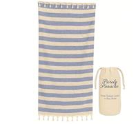 Purely Panache Oversized Turkish Cotton Hammam Peshtemal 100x180cm - Quick Dry Lightweight Bath & Travel Towel with Carry Bag (Yellow - White Stripe) - beige
