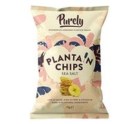 Purely Plantain Chips - Low Fat Plantain Crisps - Gluten Free Snacks - Healthy Alternative Snack Multipack - Vegan, Nutritious & All Natural - Sea Salt - 75g x 10 Pack