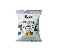 Purely Plantain Chips - Low Fat Plantain Crisps - Gluten Free Snacks - Healthy Alternative Snack Multipack - Vegan, Nutritious & All Natural - Wild Garlic - 28g x 20 Pack